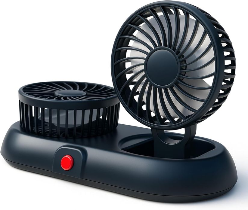 Ventilator Auto Dublu USB 5V Rotire 360 grade 3 Trepte Viteză