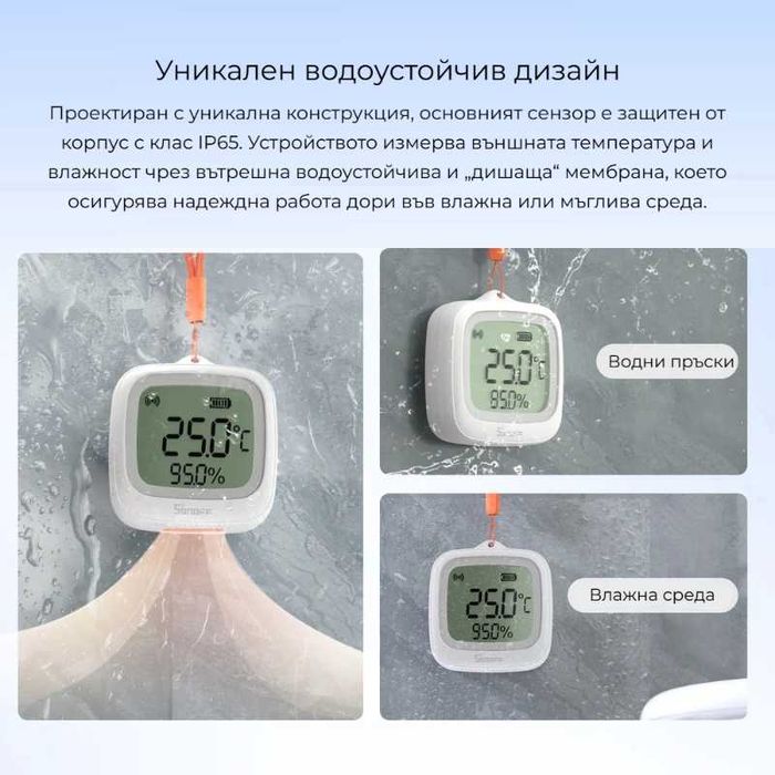 SONOFF SNZB-02WD – Zigbee сензор за температура и влажност с LCD дисплей (IP65)