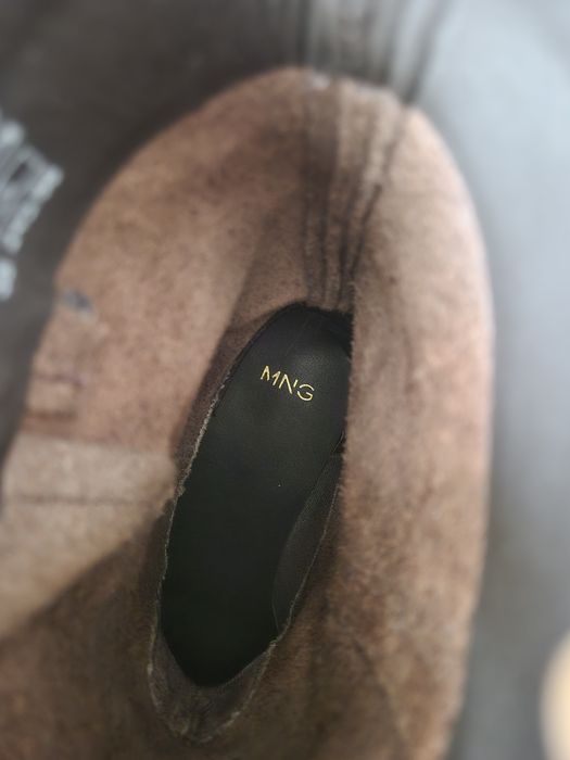 MANGO Кафяви пролетни  рокерски боти от естествена кожа