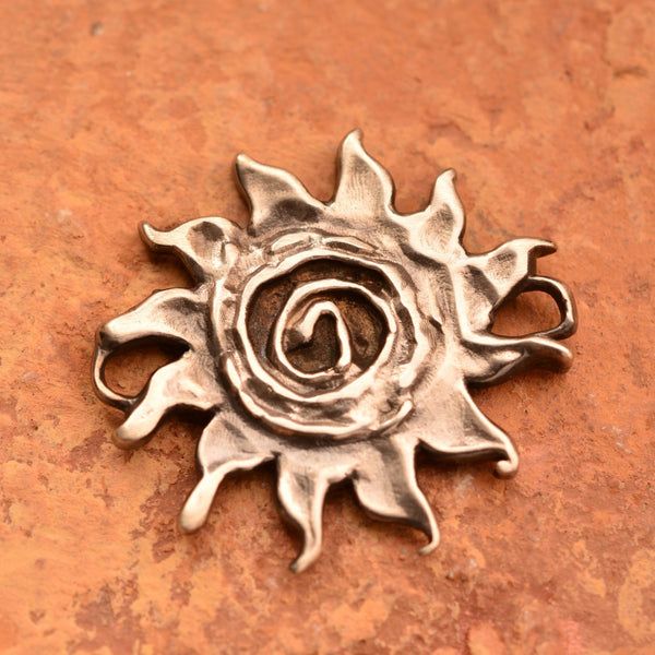 Сребърен елемент 925 Слънце на живота  ръчно изработено бижу за гривна