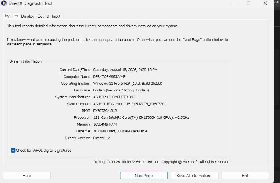 Laptop Asus tuf F15