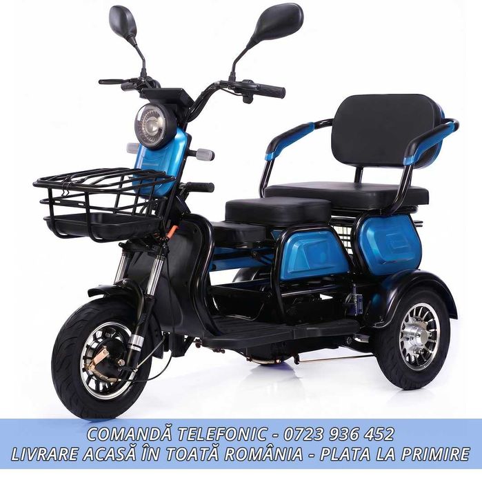 Tricicleta electrica 3 scaune reglabile, adulti si varstnici FARA PERMIS - PROMOTIE% Livrare GRATUITA acasa in toata Romania! - 60v20ah FULL ECHIPATA!
