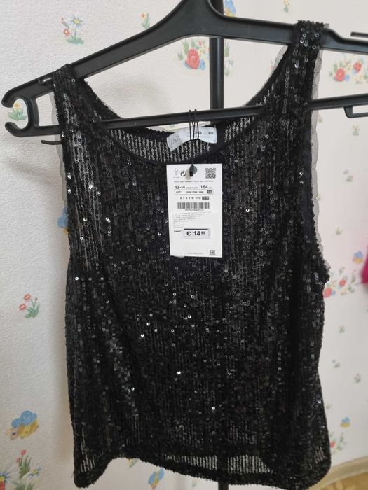 Топик с пайетками новый, Zara