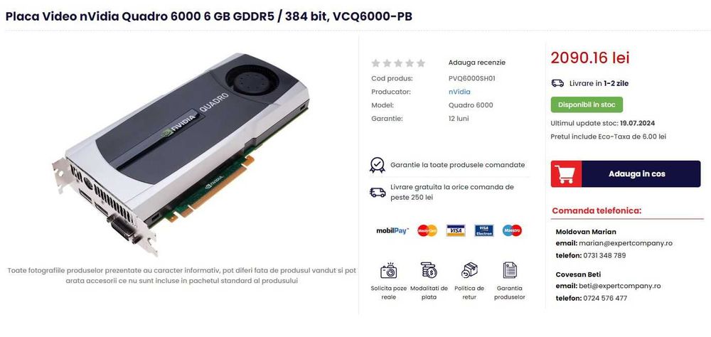 Nvidia Quadro 6000 6Gb DDR5 384 bit