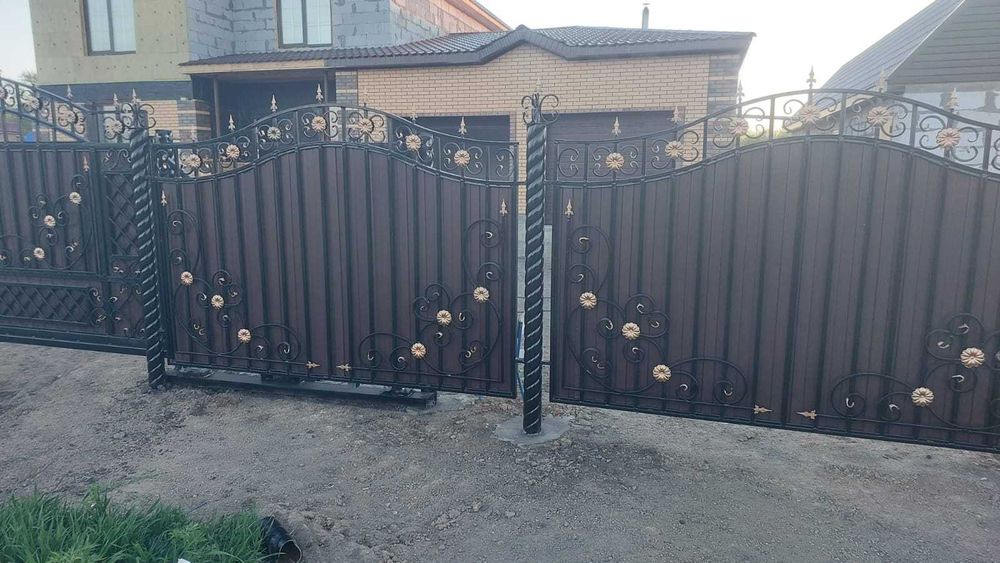 Ворота откатные  заборы навесы