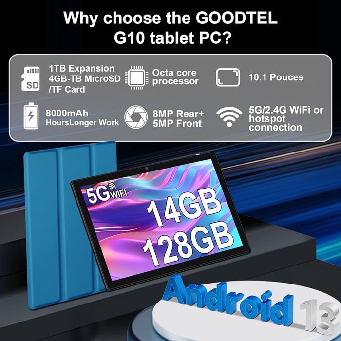 Таблет Goodtel G10, 10.1", Octa-Core, 14GB RAM, 128GB, 5+8MPкамера