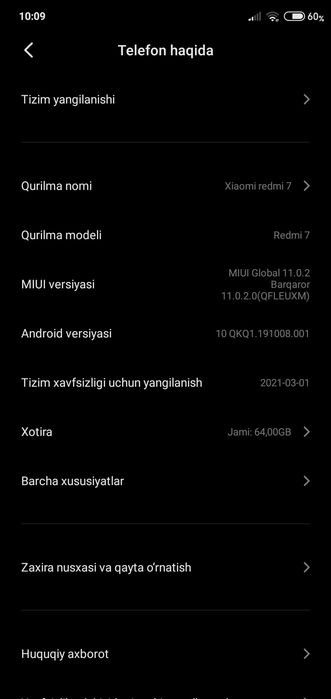 Xiaomi redmi 7 holat zoʻr