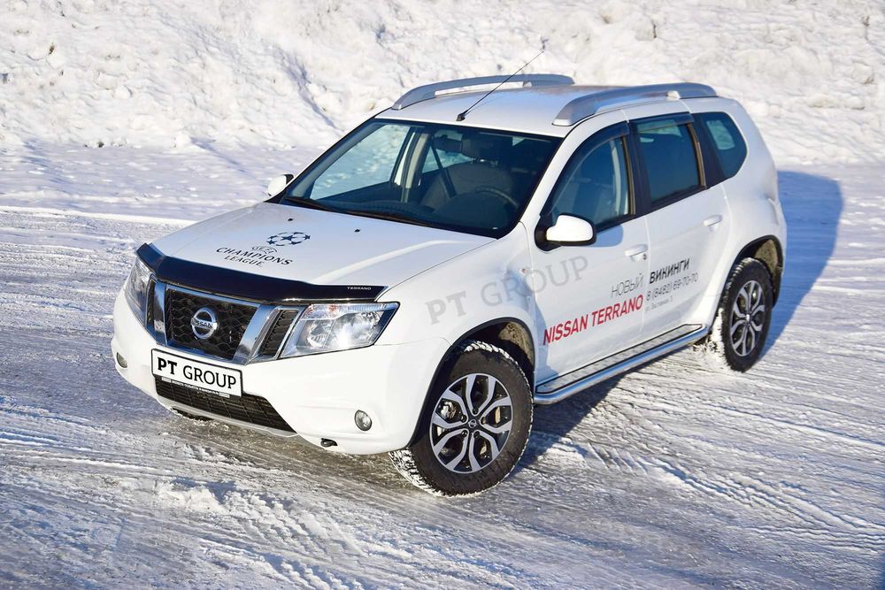 Защита порогов с алюм. площадкой для NISSAN Terrano от 2014 г.в.
