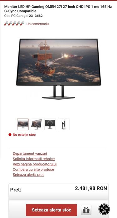 Monitor Gaming HP Omnia 27i 2K Nou