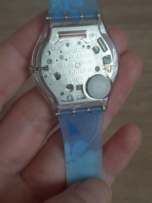 Ceas Swatch Skin Blue Flowers (SFP110) - Original, ultra-subțire/Ceas Swatch Skin "Blue Jelly" - NOU cu folie - Ultra Thin Swiss Made