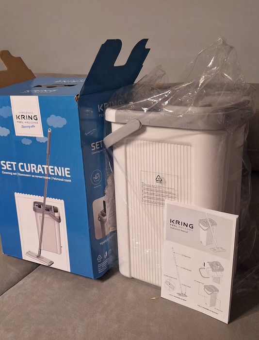 Set de curatenie Kring New Clear, 7.5L, galeata doua compartimente