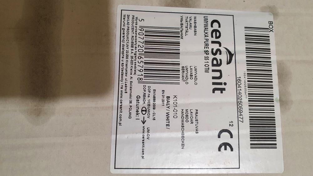 Lavoar Chiuveta baie CERSANIT PURE  alb 55 cm la cutie NOU