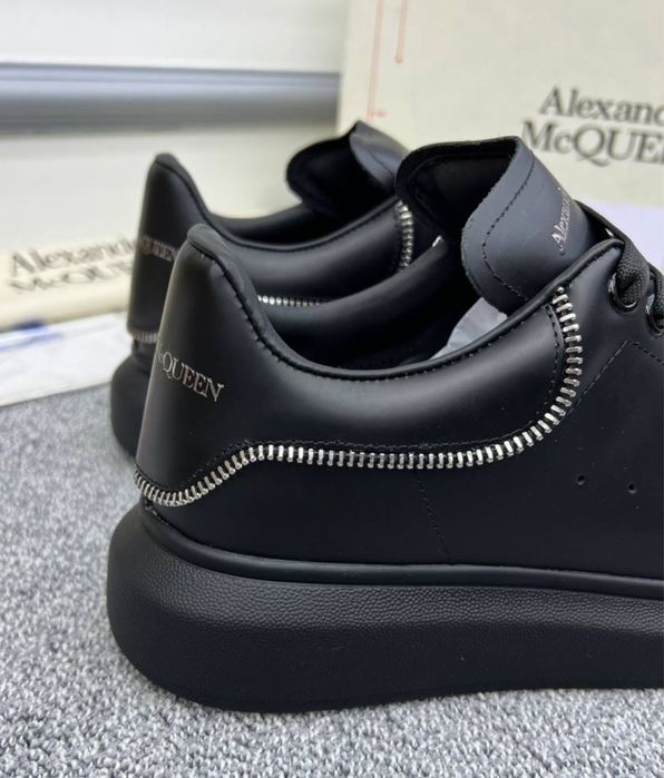 Adidasi Alexander Mcqueen zipper negri black piele naturala