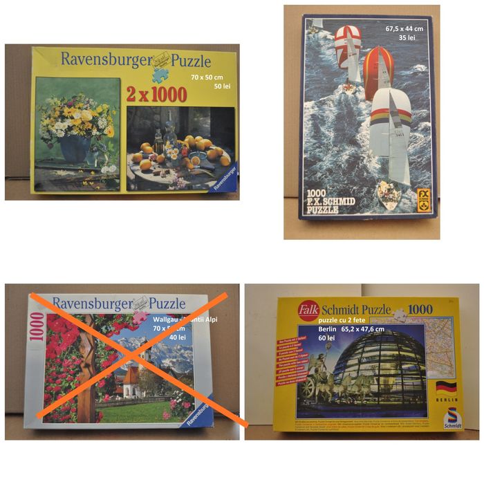 Puzzle 500, 1000, 1500 piese Ravensburg, Clementoni, Educa