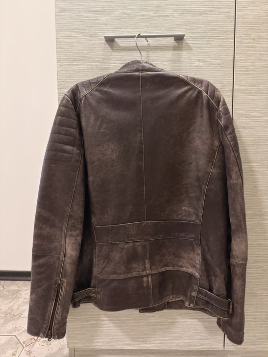 Мъжко кафяво кожено biker яке