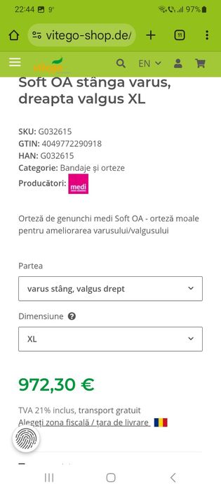 Orteza profesionala genunchi de la MEDI Soft OA