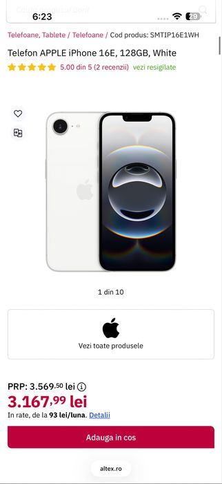 Iphone 16E White 128GB Nou Sigilat