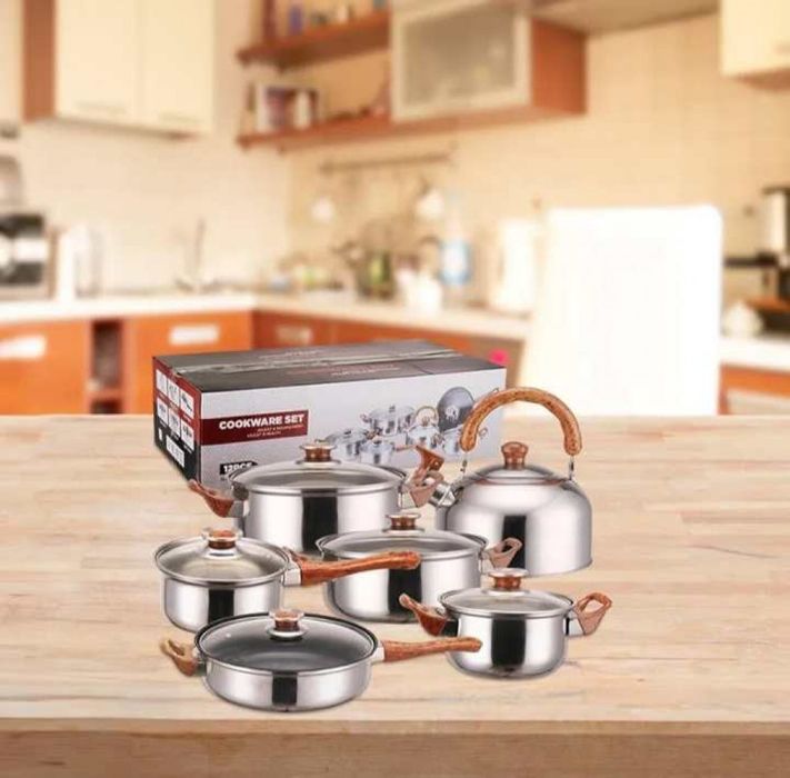 Кухненски комплект за готвене с охлаждащи дръжки, 12 части