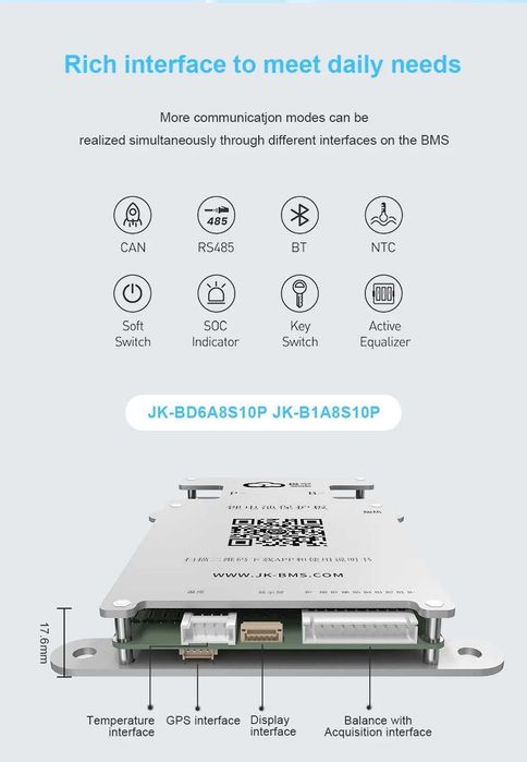 JK BMS, model nou B1A8S10PS, 100A-200A, 1A echilibrare LIFEPO4
