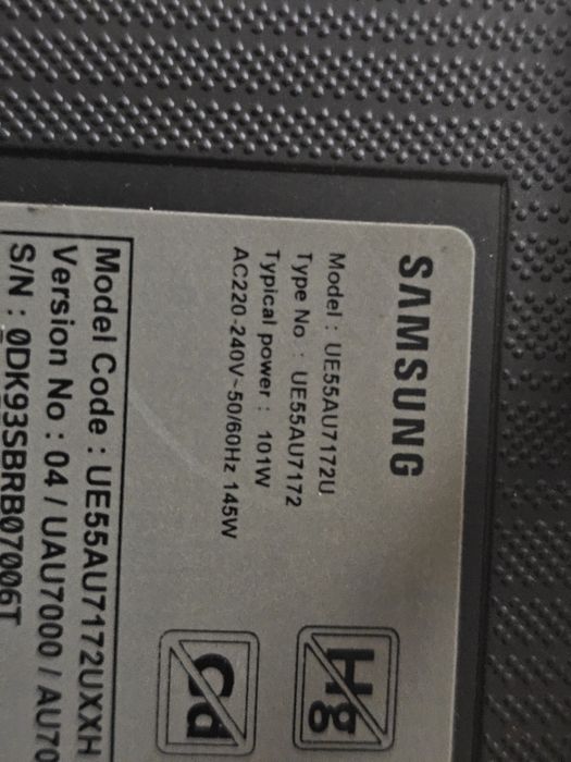 Smart Телевизор с проблем в екрана Samsung UE55AU7172U