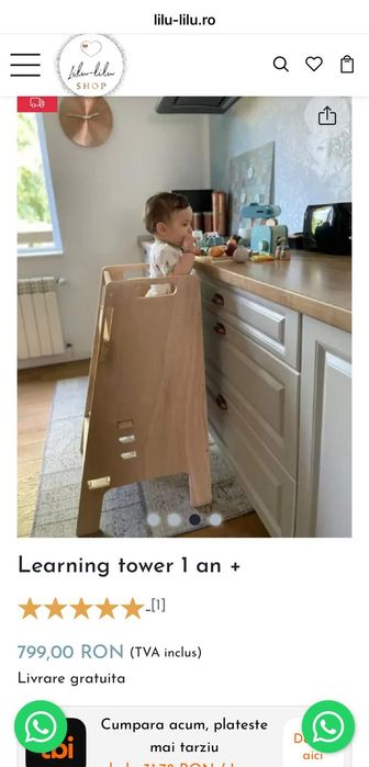 Turn de învățare Montessori (Learning Tower): Autonomie la blatul de bucătărie și siguranță activă