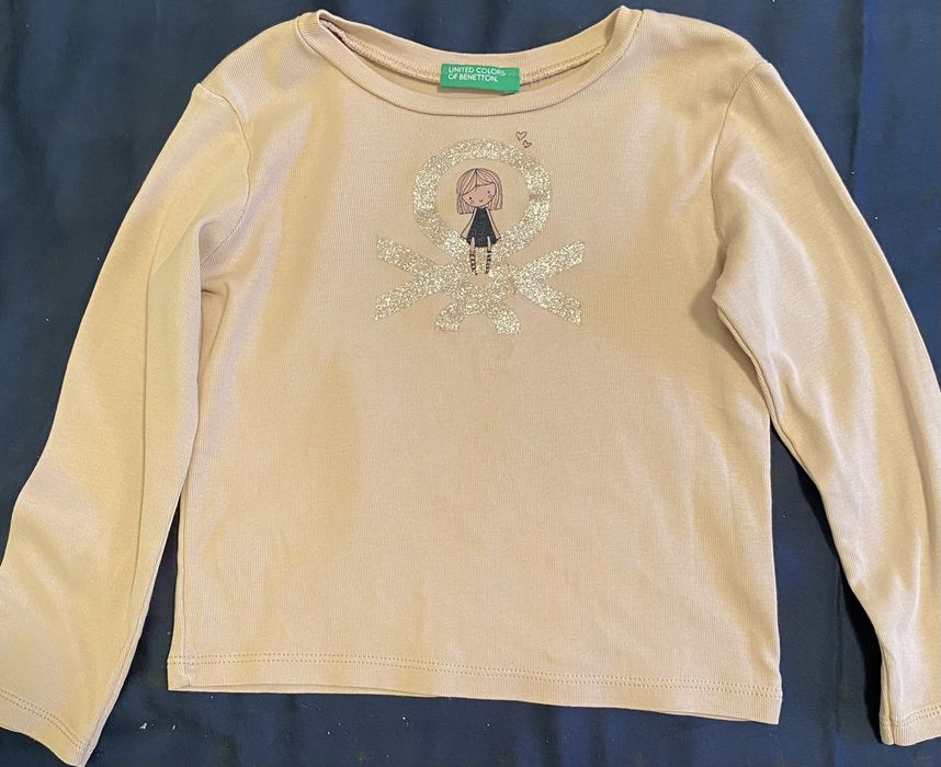 Bluză fetițe Benetton, 98 cm (2-3 ani), roz pal, bumba