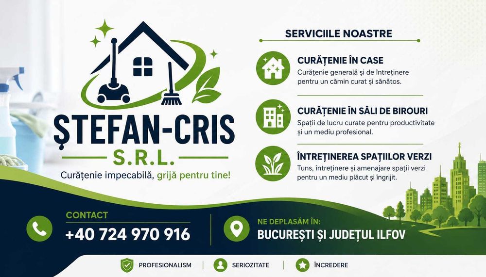 Execut lucrari de curatenie, intretinere curti si finisaje interioare