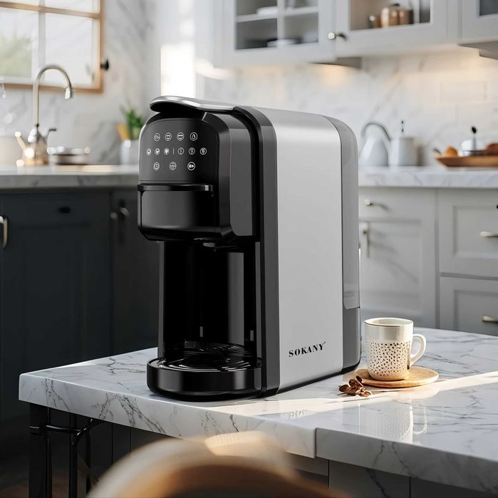 НЕМСКА Kафемашина Sokany SK-04031 – 3-в-1, 700 мл, 1400 W + ЛЕД ФЕНЕР