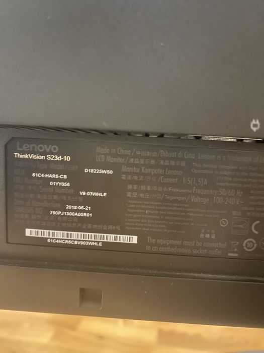 Монитор Lenovo Thinkvision S23d-10, IPS, 60 герц