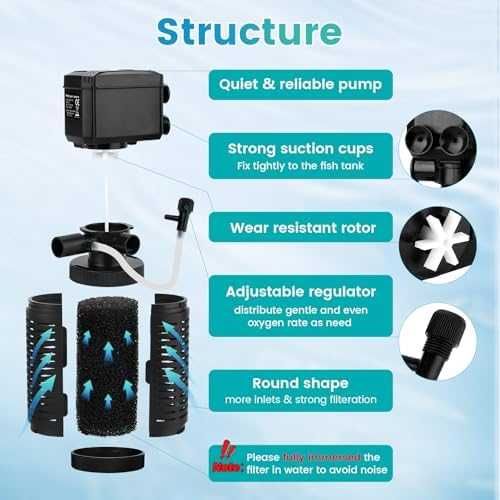Нов Вътрешен филтър за аквариум 4 в 1 аерация вълни циркулация 15W