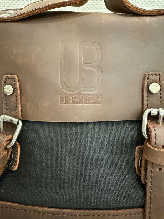 Geanta de umar piele naturala si textil cerat Urban Bag Goteborg Negru