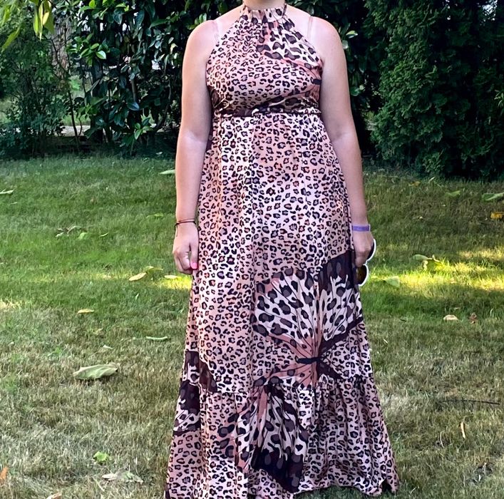 ПРОМО Дамска дълга лятна рокля в тигров десен