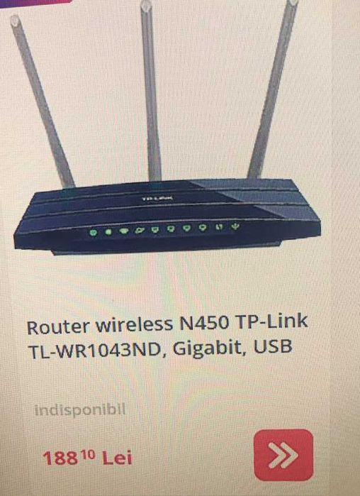 Routere Wireless TP-LINK, model TL-WR1043ND, 12V, 1,5A