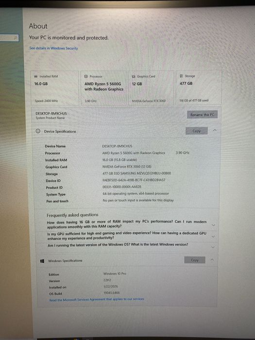 Vand/Schimb Pc Gaming Rtx 3060Ti / Ryzen 5 5600G / 16Gb Ram ssd 512