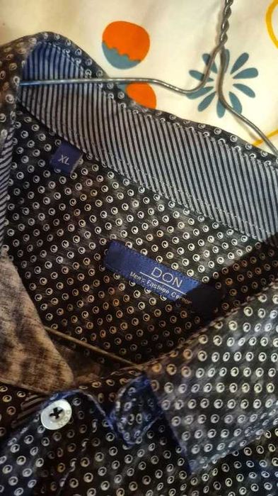 Cămașă bărbătească Don MenFashion Corner, negru cu gri și buline albe