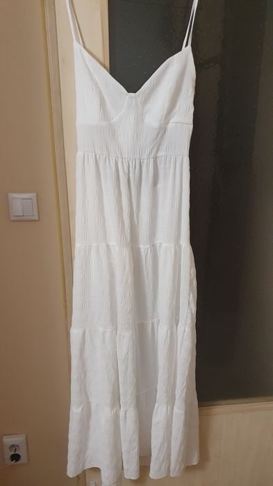Нова бяла, дълга, лятна рокля - M/L
