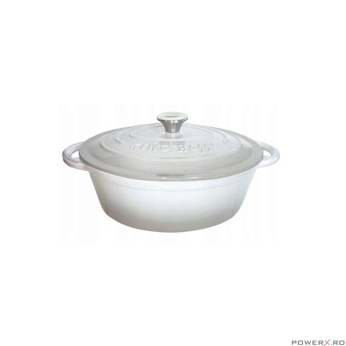 Oala din fonta emailata 6.2 litri, 33cm cratita cu capac, ovala, gri,