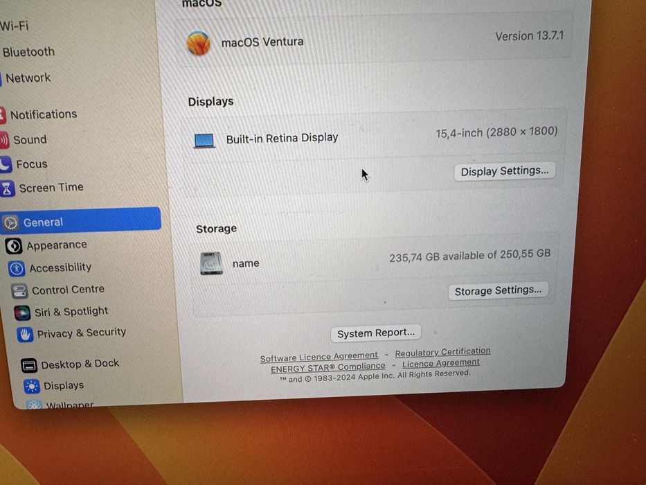 Apple MacBook Pro Touch 15 A1707 Late 2016