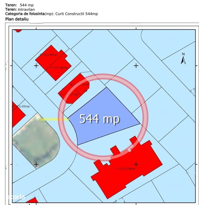 Teren intravilan 544mp, toate utilitatile in fata terenului