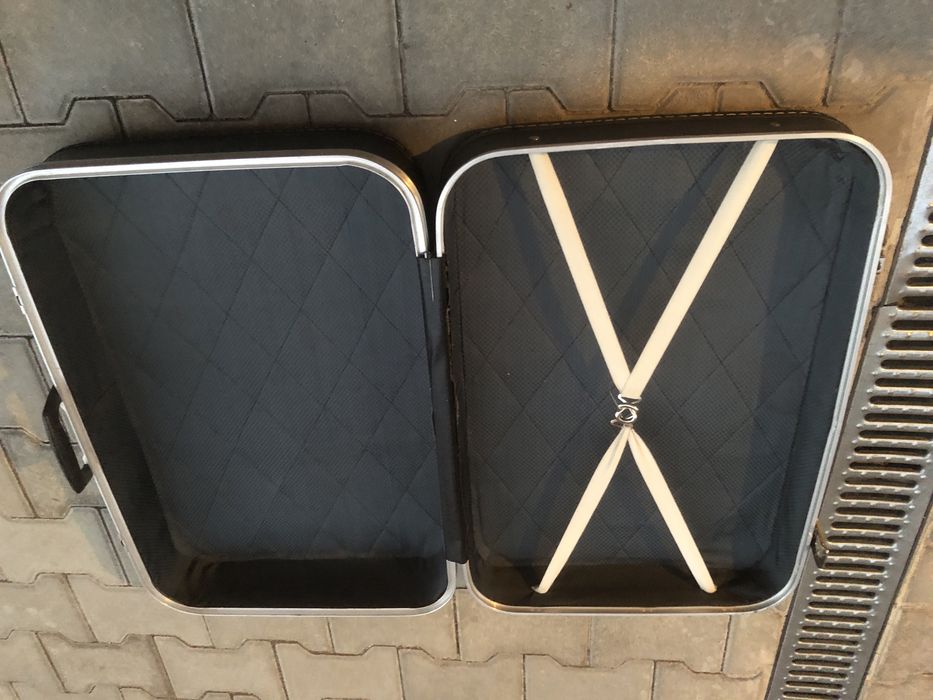 Кожен куфар, оранжев, черен