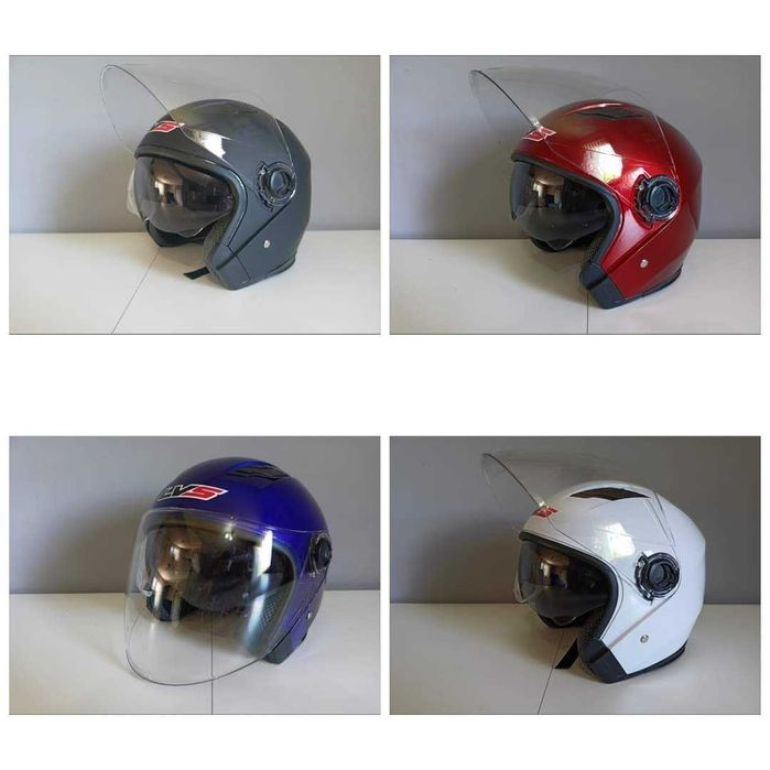 Каска за мотор скутер мотопед без брада с визьор и очила А-175-2 гр ...