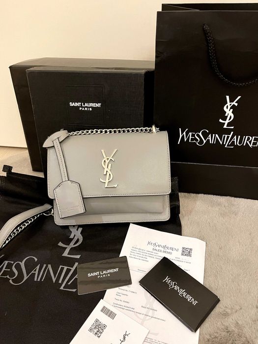 Geantă/Poșetă Yves Saint Laurent Sunset Shoudler Bag Grey