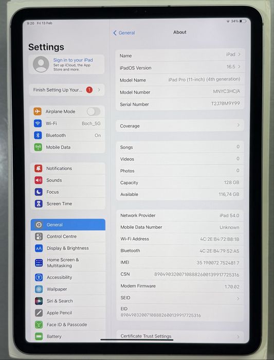 iPad Pro 11 inch 4th Gen M2 WiFi+Cellular