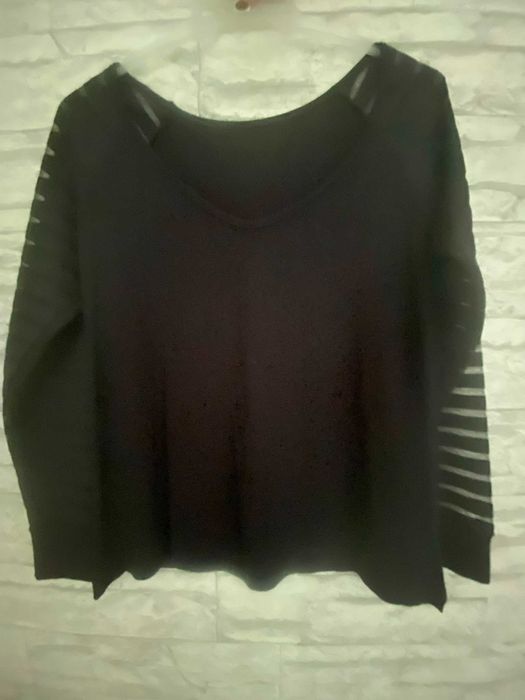Bluza maneci lungi cu dungi negru+transparent, S/36, nou