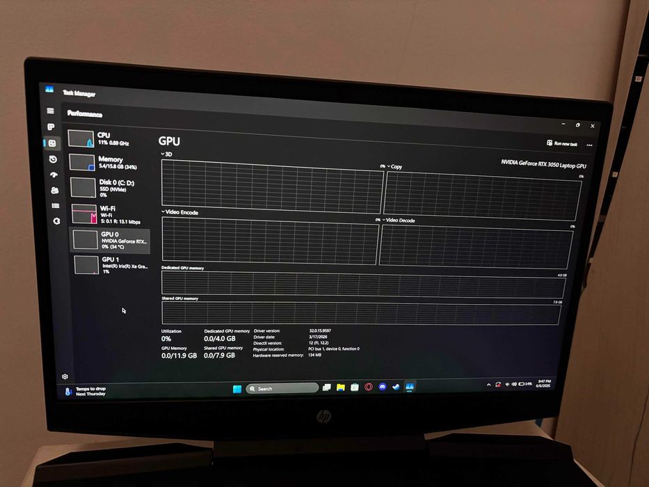 HP Pavilion Gaming 15 | RTX 3050 4GB | i5-11300H | 16GB RAM | SSD 512GB
