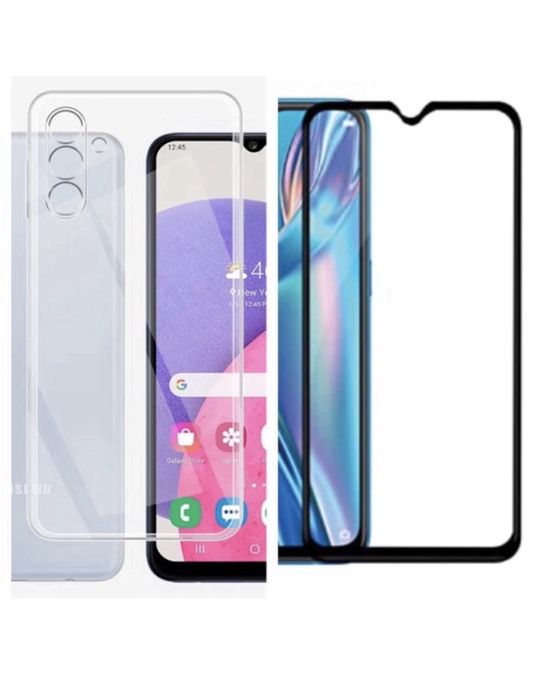 Samsung A21s/A23/A34/A25/A24/A26/A36/A37 Husa Silicon Clear Black Guard + Folie Sticla Curba