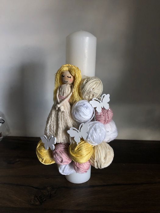 Lumânare de botez roz pentru fetițe fetita prințese