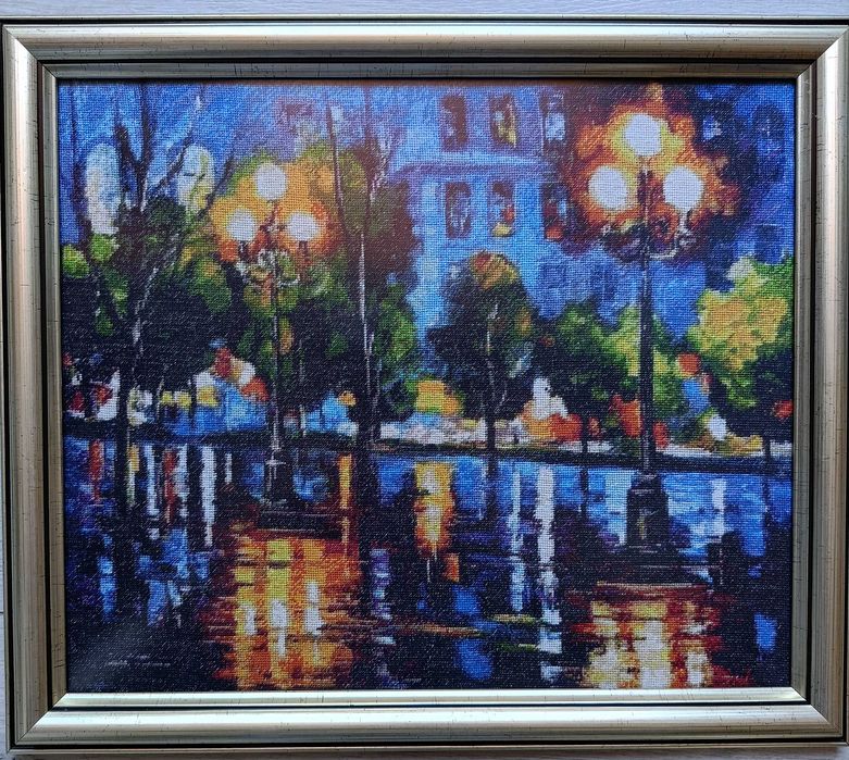 гоблен ,,Дъждовна вечер в Париж", ръчно ушит, единствен в света