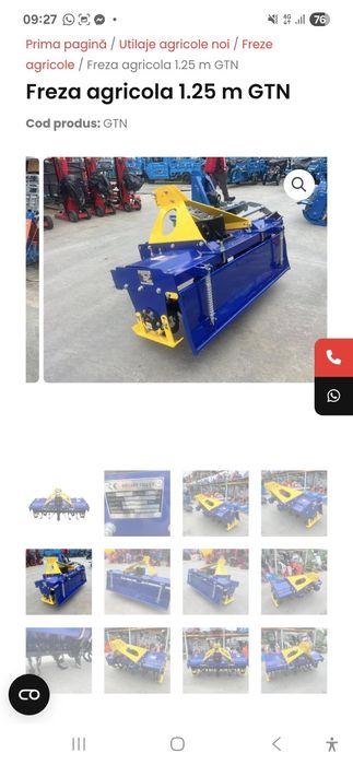 Freza agricola de 125 cm