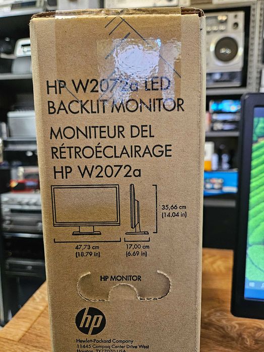 Монитор HP W2072a – Чисто нов, неразпечатван, в кутия с вградени тонколони